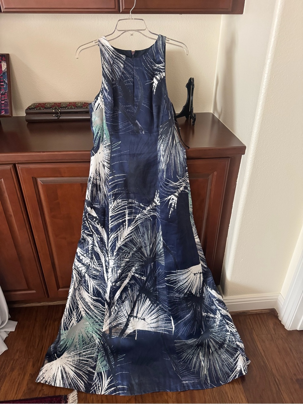 Kay Unger Blue and White Patterned Dress